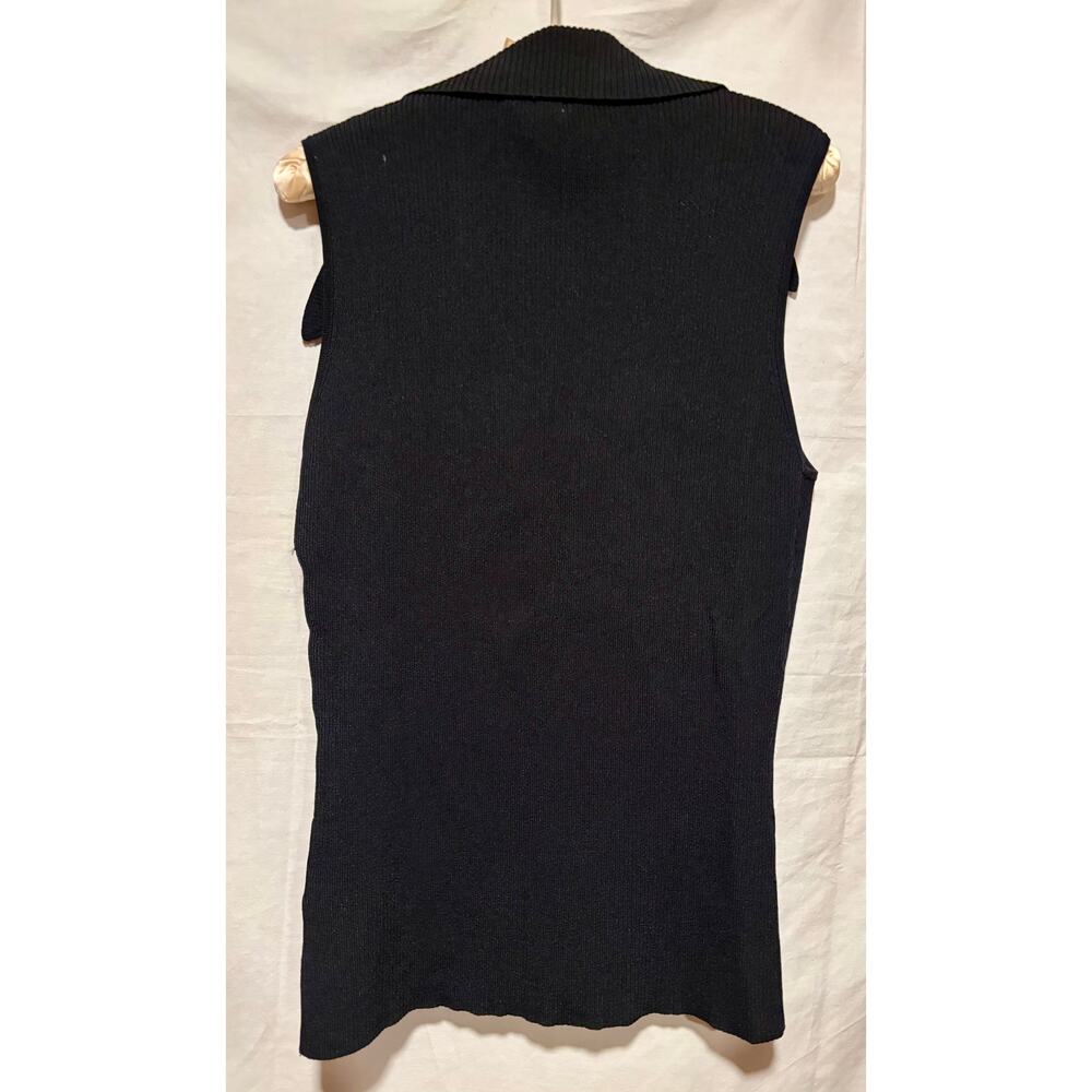Cache Black 2 WAY Diagonal Rhinestone ZIPPER Rib Knit Top Wayne Rogers - Picture 12 of 14